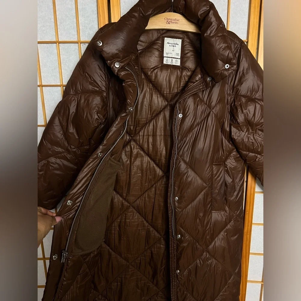 Abercrombie & Fitch Dark chocolate Brown Puffer Coat, oversized